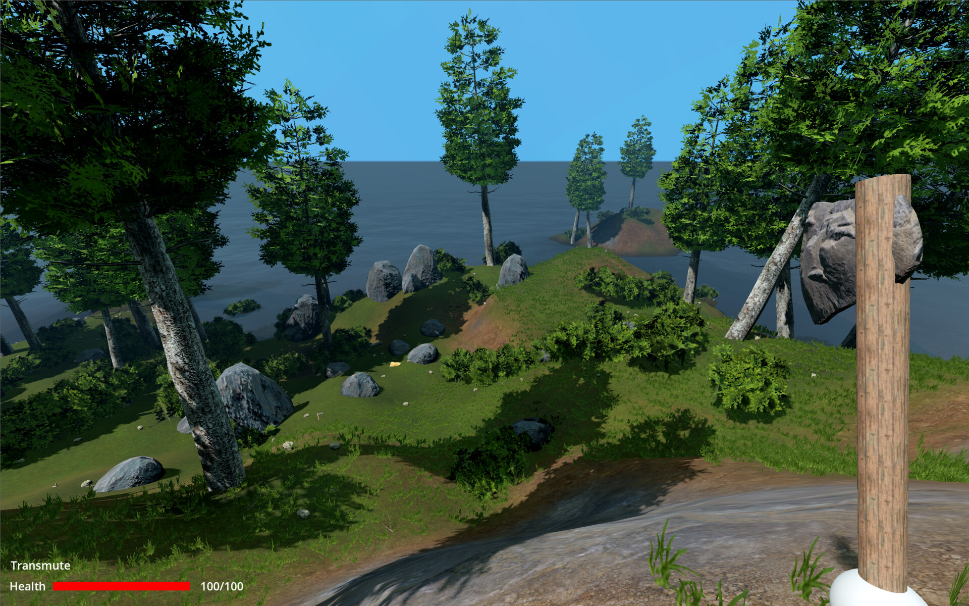 Island scene showing newly added bushes and improved terrain shader
